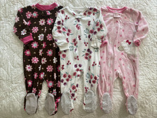 Lot of 3 - Carter's Blanket Sleeper Fleece Footed Pajamas 18 Months Flowers Lamb