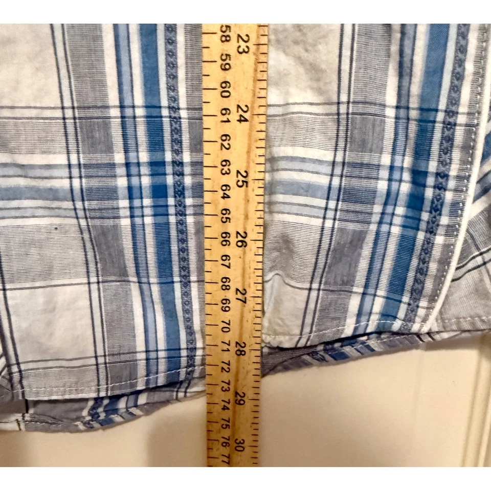 Helix XXL Plaid Button Down Shirt Short Sleeve Athletic Fit Blue Menswear - Image 4 of 4