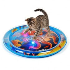 Cat Water Mat with Fish- Thickened Cat Sensory Water Play Mat , Interactive O