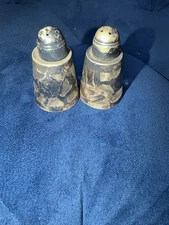 Vintage Mexican Salt And Pepper Shakers Sterling Silver Overlay Signed