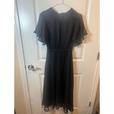 SHEIN Women Midi Dress Flutter Sleeve Black Size S