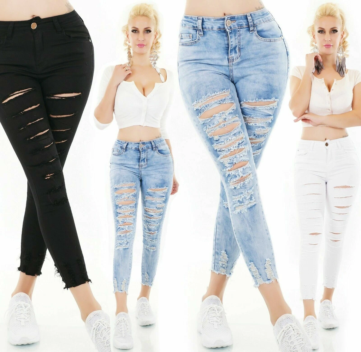 Womens jeans with rips in cheap the back