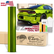 Supercast Chrome Acid Lime Car Vinyl Wrap Decal Sticker Bubble Free Sheet Film