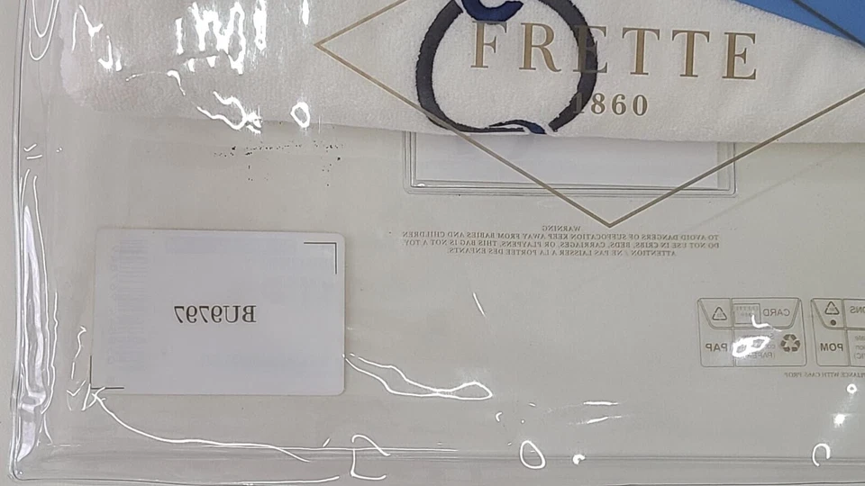 Sábana de baño bordada Frette Links gris tormenta/azul medianoche algodón puro Italia Foto 4 de 4