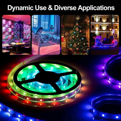 16FT Flexible 3528 RGB LED SMD Strip Light Remote Fairy Lights Room TV Party Bar - Picture 5 of 12