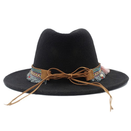 Children Kids Fedora Hat Girls Boys Felt Wide Brim with Tassel Belt - Picture 7 of 42