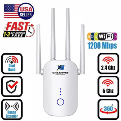 5G 2.4G 1200Mbps WiFi Range Extender Repeater Amplifier Router Signal Booster