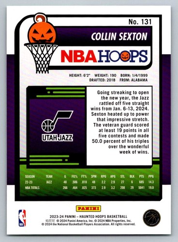 2024 NBA Haunted Hoops Slime # 131 - Collin Sexton - Utah Jazz - Picture 2 of 2