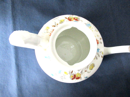Haviland Limoges teapot H&C/L porcelain white orange floral gold trim - Picture 9 of 11
