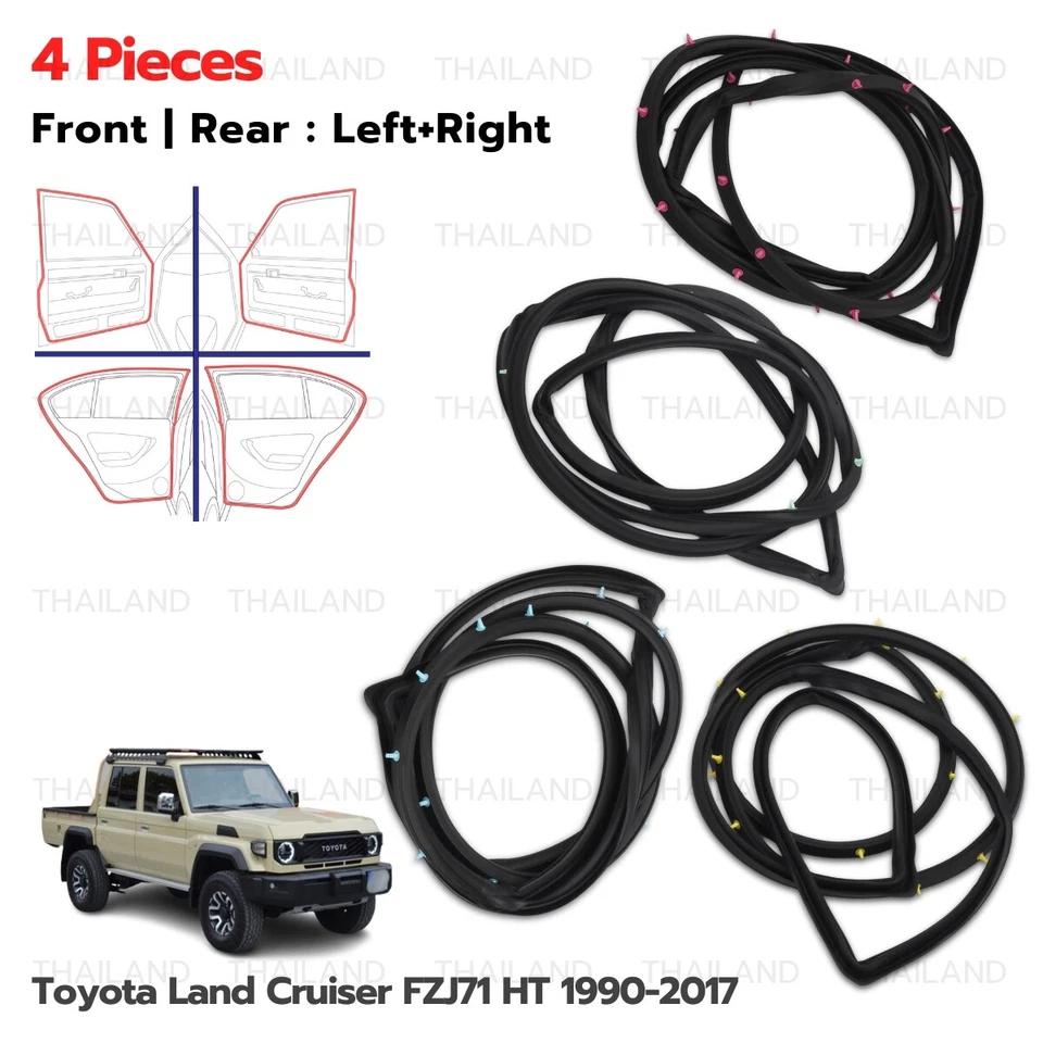 For Toyota Land Cruiser GRJ79 D-CAB '12 Set Door Rubber Seal Weatherstrip - Изображение 4 из 4