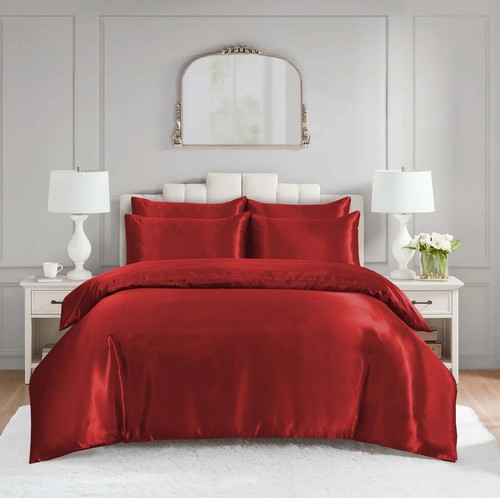 6 Pcs Satin Complete Bedding Set Silky Duvet Cover, Fitted sheet & Pillow Cases - Picture 14 of 205