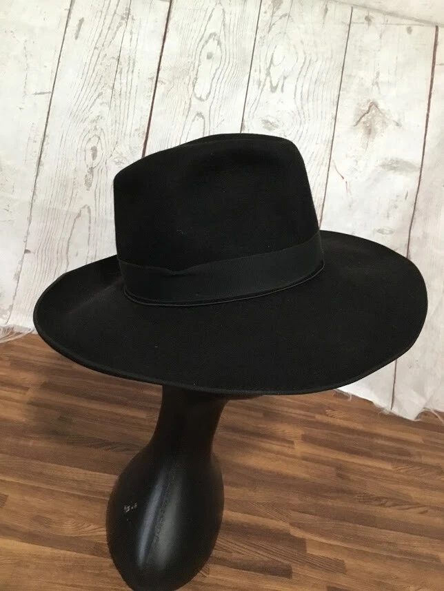 Chapéu Fedora Borsalino Cappello Ouro Preto com Acabamento de Fita Tamanho 6 7/8 - Imagem 3 de 4