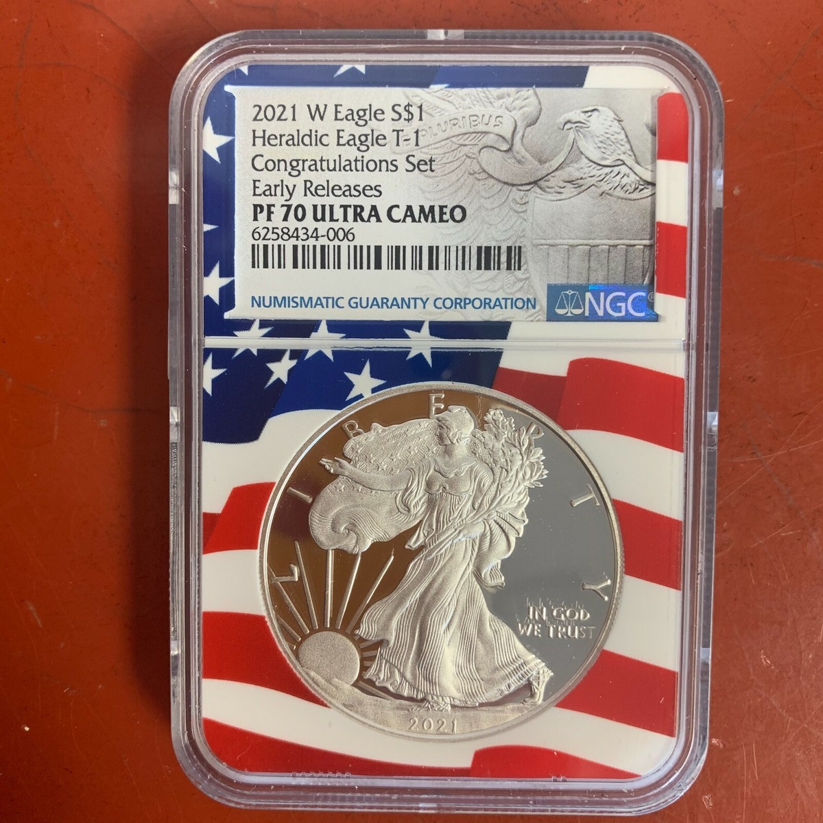 2021W Silver Eagle Heraldic T1 Congratulations Set Pf70 Ultra