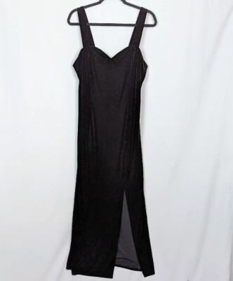 Vintage 90s Y2K ONXY Nite 16 Black Vampy Whimsygoth Velvet Maxi Prom Dress  Gown | eBay