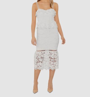 likely lace dress Likely Women's Sarah Lace & Feather Midi-Dress - Black