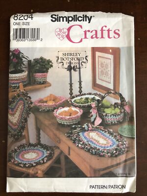 Vtg Simplicity Crafts Pattern 8204 Shirley Botsford Rag Crochet Mats Baskets Pot