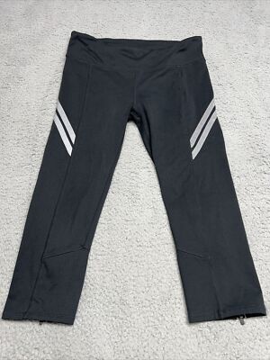 Fabletics Women's Capri Workout Leggings Medium Black Zipper On Back Leggings