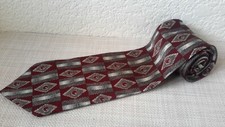 Chez Roffe 100 Silk Mens Necktie Maroon/Gray Geometric Holiday USA Made