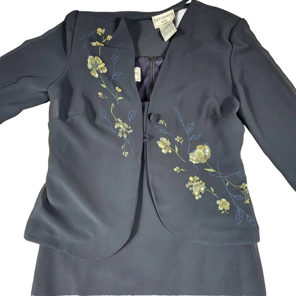 Sleeveless Midi Dress With Matching Jacket Lightweight Lined Womens Size 10P - Image 2 of 4