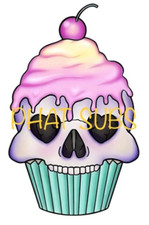 Sublimation Print Skull Cupcake Ready to Press Heat Transfer