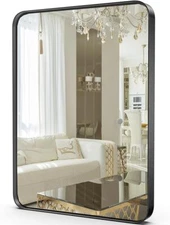 24x36 inch Home Black Bathroom Wall Mirror Metal Frame Rectangular Vanity Mirror