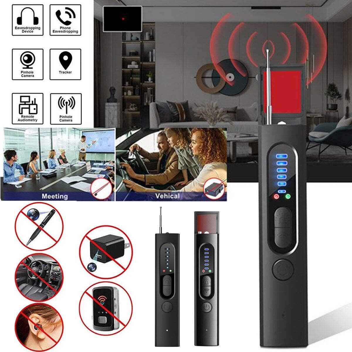 Hidden Camera Detector - Pocket Sized Anti-Spy / Bug Sweeper Listening Device Hidden Camera Detector - Pocket Sized Anti-Spy / Bug Sweeper Listening Device
