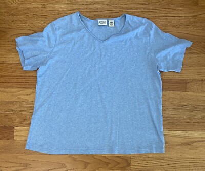 Classic Elements Woman Shirt Women s 16-18W Blue Vneck Short Sleeve Top