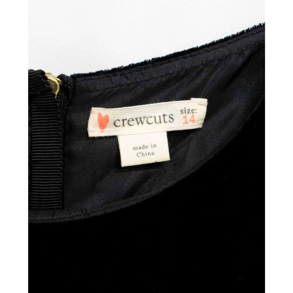 Vestido Elsa Crewcuts J Crew Negro Terciopelo Niñas Formal Vacaciones Cremallera Espalda Calado 14 Foto 3 de 4