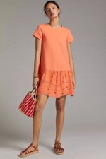 Anthropologie Flounced Eyelet Mini Dress Size Xs