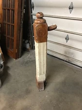 MAR carved Antique wooden painted Newell post 50 x 6 x 5 7/8 Walnut