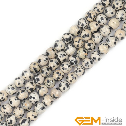 Natural Dalmation Jasper Gemstone Big Hole Loose Beads for Jewelry Making 15" - Picture 16 of 35