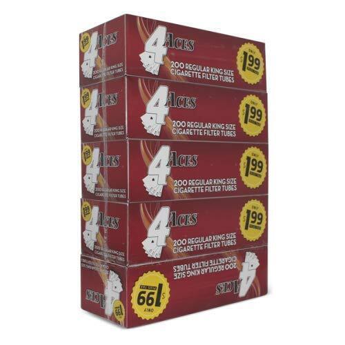 4 Aces Regular King Size RYO Cigarette Tubes 200 Count Per Box (Pack of 5) - Foto 1 di 1