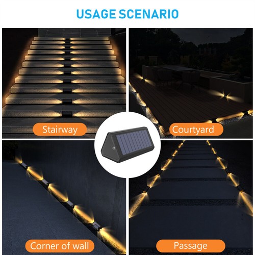 LED Solarleuchten Außen Wandlampen Zaunleuchte Gartenleuchte Solar Treppen Lampe - Bild 7 von 11