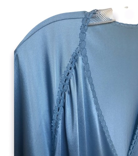 VANITY FAIR vestaglia vestaglia vintage anni 60 avvolgente blu chiaro taglia 38 USA senza cintura - Foto 4 di 7
