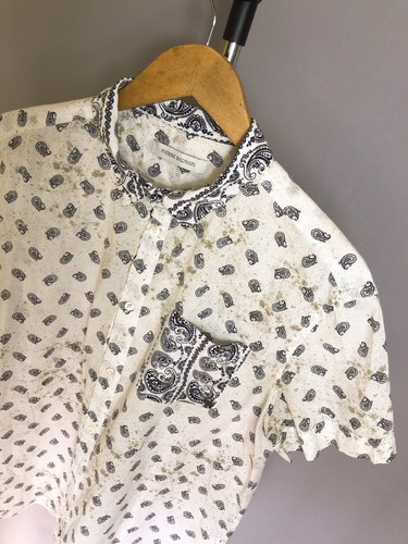 Pierre Balmain Baroque Paisley Print Poplin Shirt Cotton Short Sleeve Mens Sz L - Picture 3 of 11
