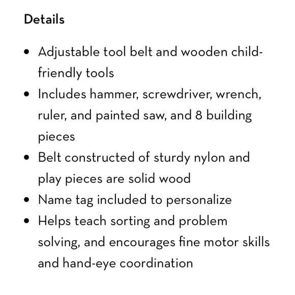 Melissa and Doug Tool Belt Set Kids Toys 14 Pieces Educational - Image 4 of 4