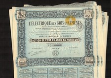 Partia 9 sztuk - L ́Électrique des Bois et Ciments - Action 100 FRF - 1928 - EF