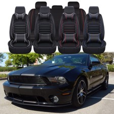 For Ford Mustang Gt Car 5 Seat Cover Front Rear Cushion Pu Leather Set Protector