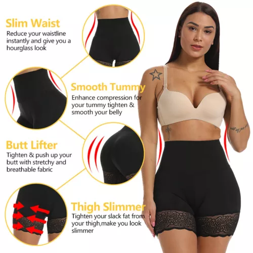 Women's High Waist Half Slip Shorts With Lace Trim Shapewear for Under Dresses - Picture 8 of 34