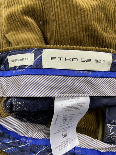 ETRO Milano Brown Corduroy Regular Fit Chino Pants Trousers IT52 / W38 Zip Fly - Picture 7 of 9