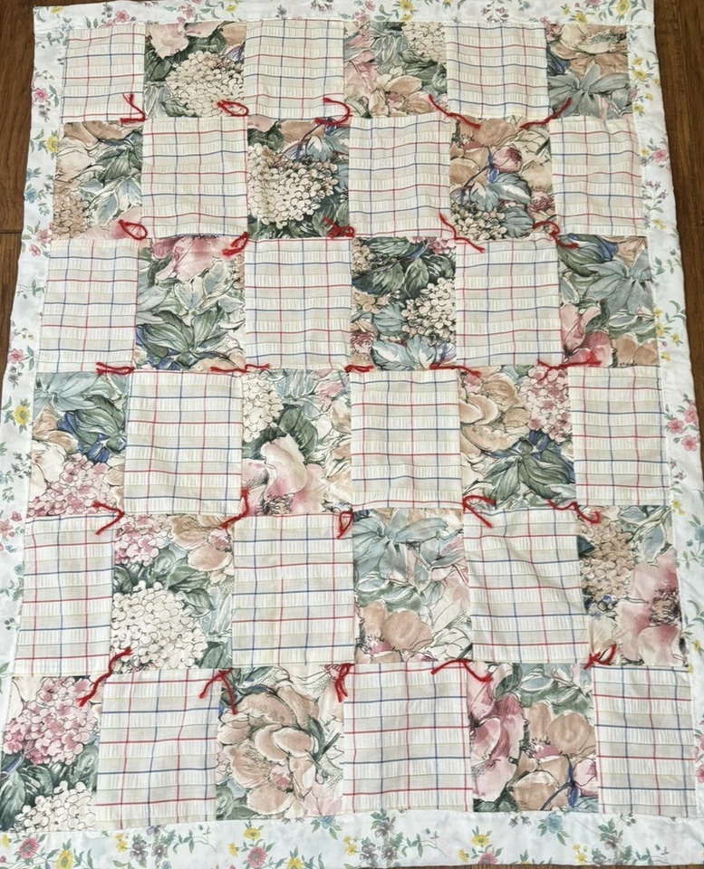 VTG Homemade Country Paisley Patchwork Blanket Double Side 51x43 CHIC COTTAGECOR - Image 2 of 3