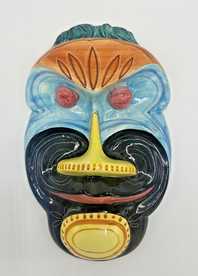 Antonio Zen Nove Ceramic Mask, Raymor Pottery Italy Era, Vintage 1960s MCM #A