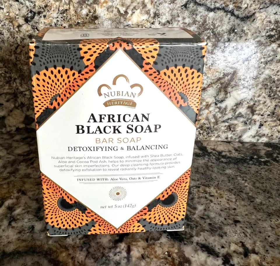 Heritage African Black Soap Bar Soap Shea Butter, Cocoa Detoxifying & Balancing - Image 3 of 4