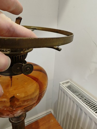 Edwardian brass and glass oil lamp sherwood - Picture 12 of 12