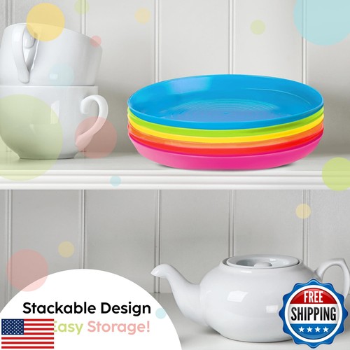 PLASKIDY Kids Plates Set of 12 Toddler Plastic Plates - BPA FREE Microwave an - Picture 5 of 5