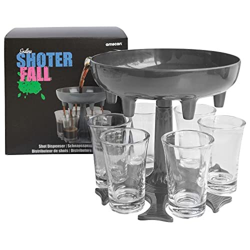 Amscan Drinking Game Shot with 1 Dispenser And 6 Cups Platic, Multicolore, Tagli