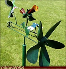  HUMMINGBIRD & DRAGONFLY WHIRLIGIG  WIND POWERED KINETIC YARD DECO SPINNER NEW