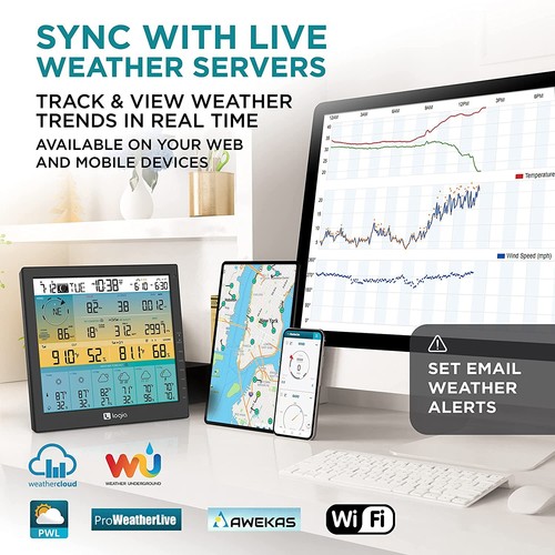 Logia 7-in-1 Wi-fi Weather Station, 6 Day Forecast, Solar Panel & 10" Screen - Picture 8 of 9