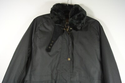 NEW Barbour Floree Waxed Cotton Canvas Jacket in Black- Size 14