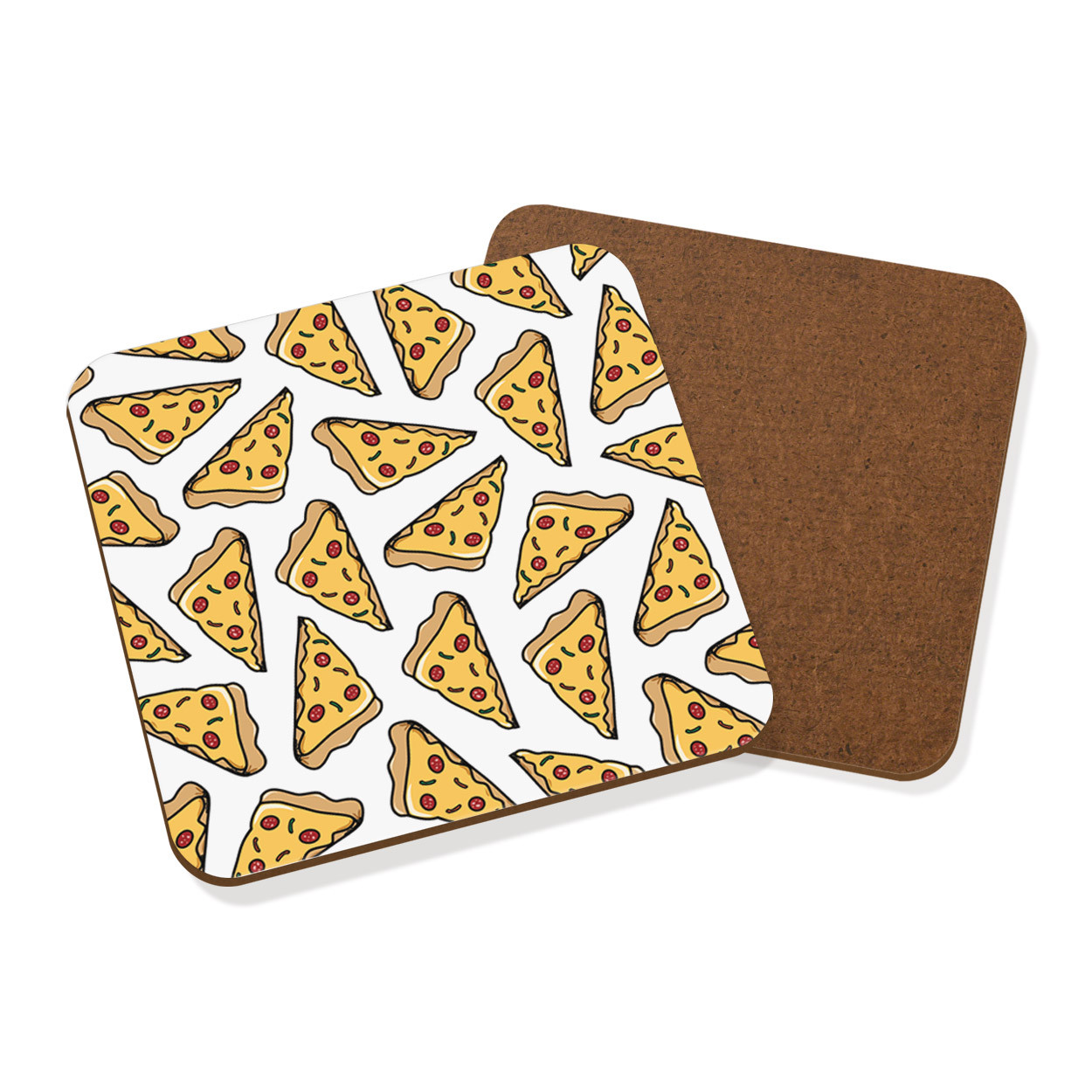 Pizza Pattern Coaster Drinks Mat - Pepperoni Funny Food